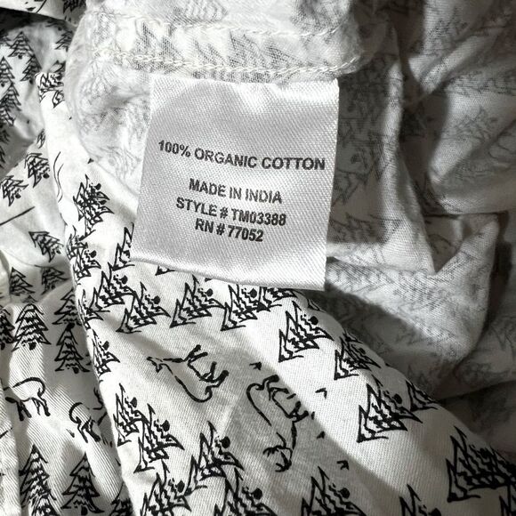 Organic Cotton ‘Madison’ White Black Mountain Scenery Patterned Shirt Medium - Picture 9 of 9